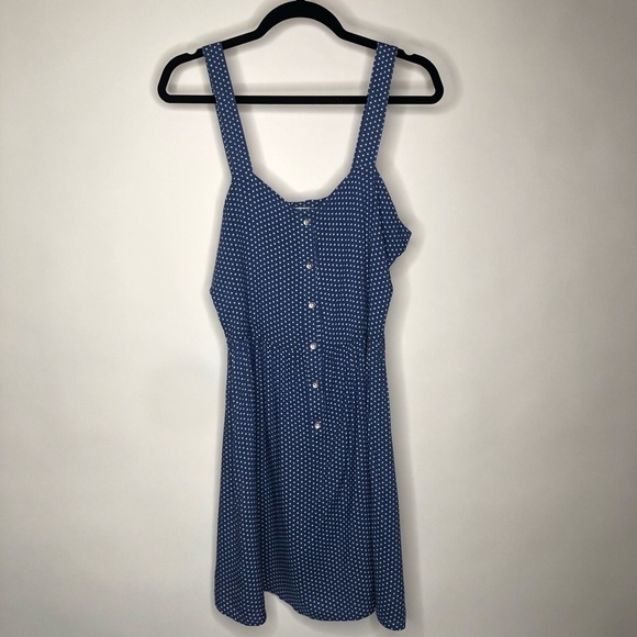 Wild Blue X Sadie Robertson Blue White Polka Dot Button Front Tank Summery Dress - Picture 1 of 14